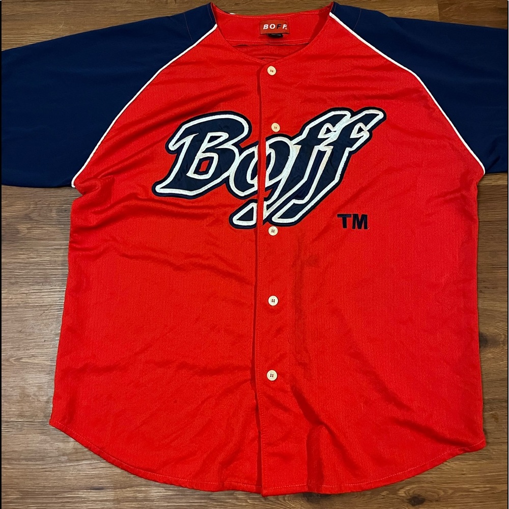 VINTAGE BOFF BUTTON UP BASEBALL JERSEY.